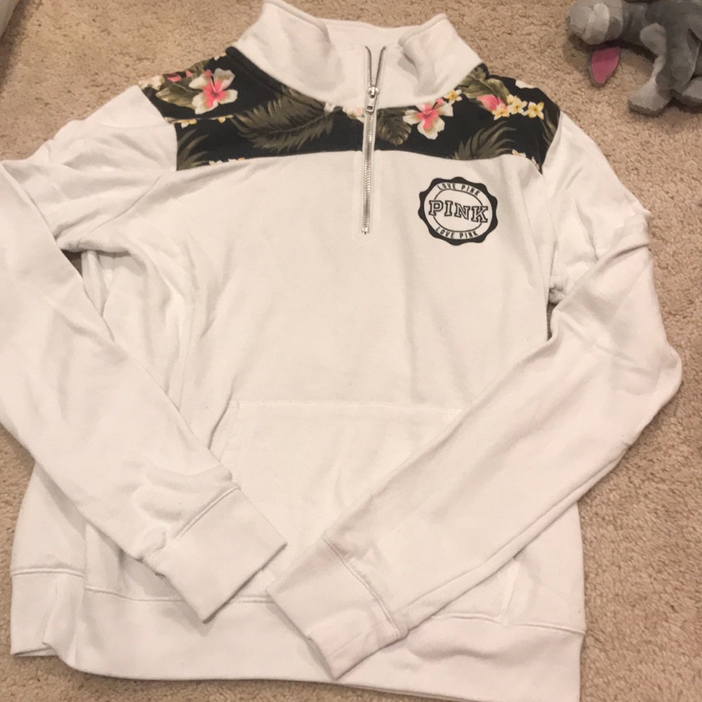 Pink quarter zip sweat shirt